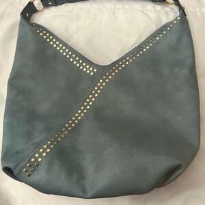 Mellow World hobo large 18x16x12”Gray Hobo Bag with gold Studded Embellishments